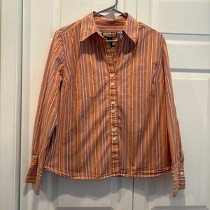 Vintage Y2K Havana Jack’s Cafe Orange Striped Long Sleeve Button Up - Size Large